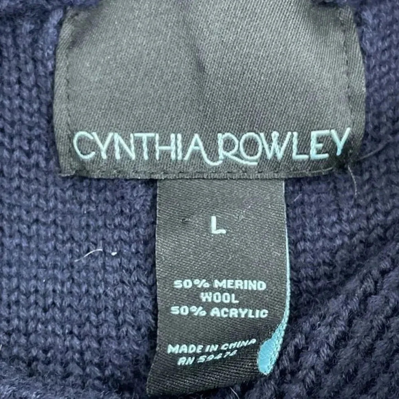 Cynthia Rowley Womens Blue Cable Knit Turtleneck Dress L 0199 - Picture 4 of 8